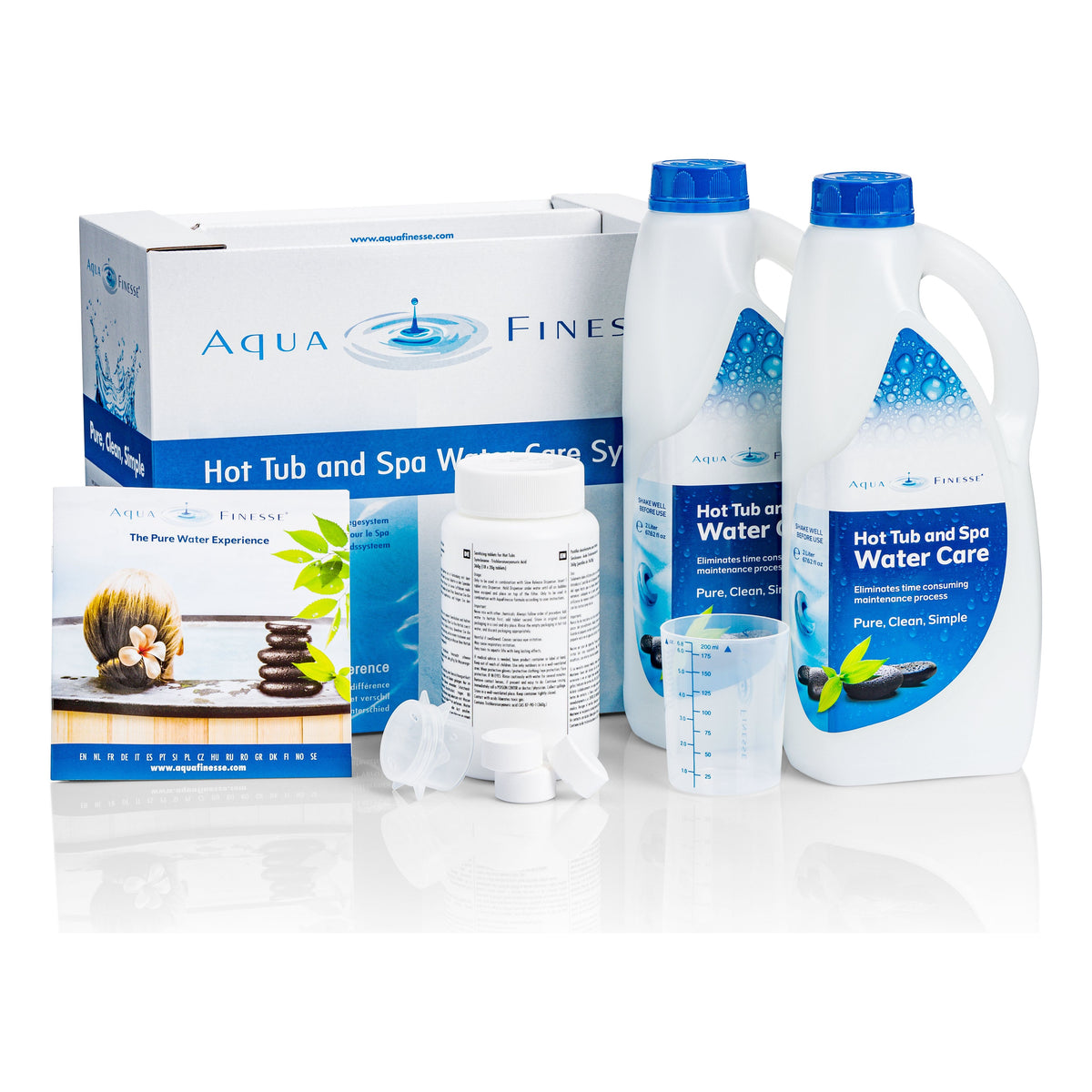 Aquafinesse Hot Tub & Spa Water Care System Kit  - Chlorine - 3 Month Kit For Effortless Spa Care