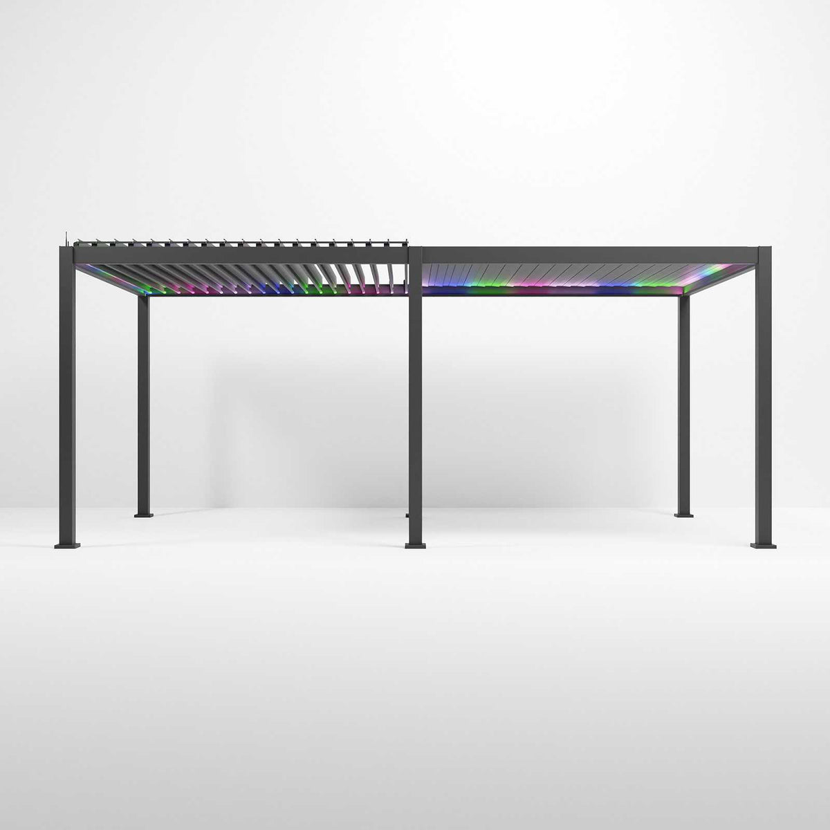 Nova - Titan LED Freestanding Aluminium Pergola - 6m x 3m Rectangular - Grey