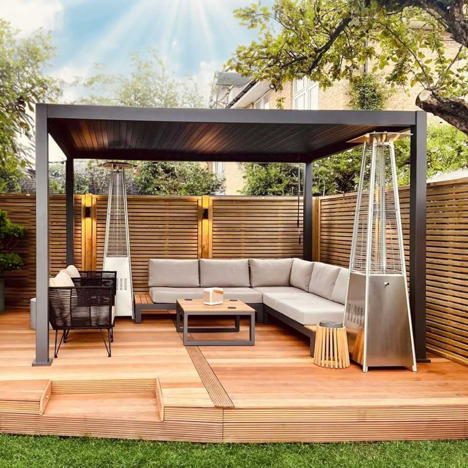 Nova - Titan Freestanding Aluminium Pergola - 3.0m x 2.4m Rectangular - Grey