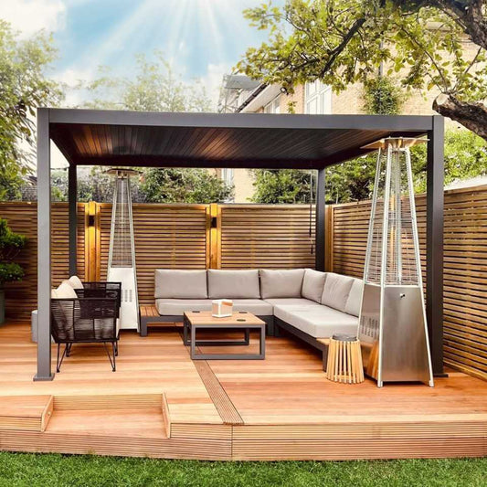 Nova - Titan Freestanding Aluminium Pergola - 3.0m x 2.4m Rectangular - Grey