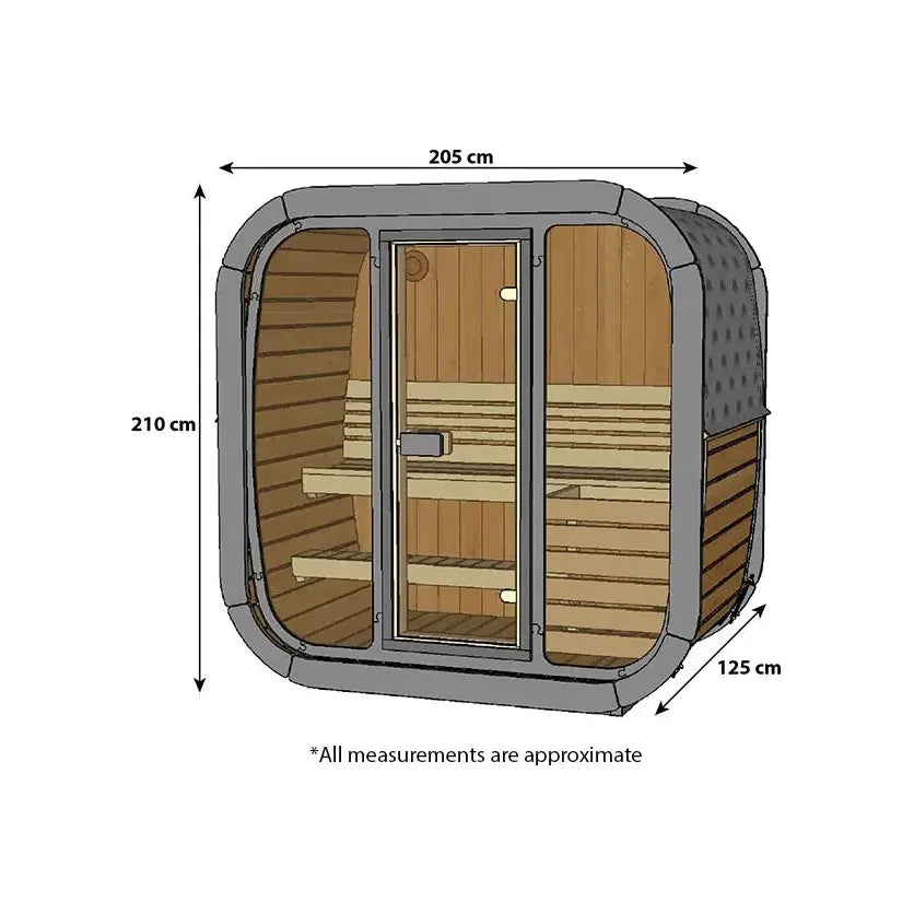 ThermoZen S Outdoor Sauna - 3 Person - Including Heater